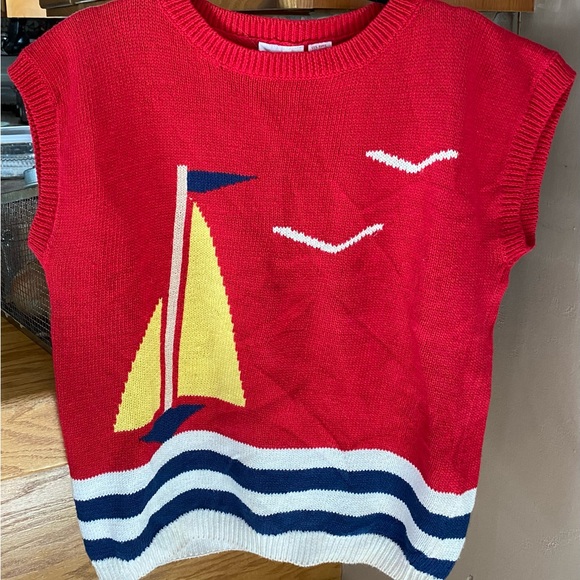 Sweaters - Red Nautical Kids Sweater Vest